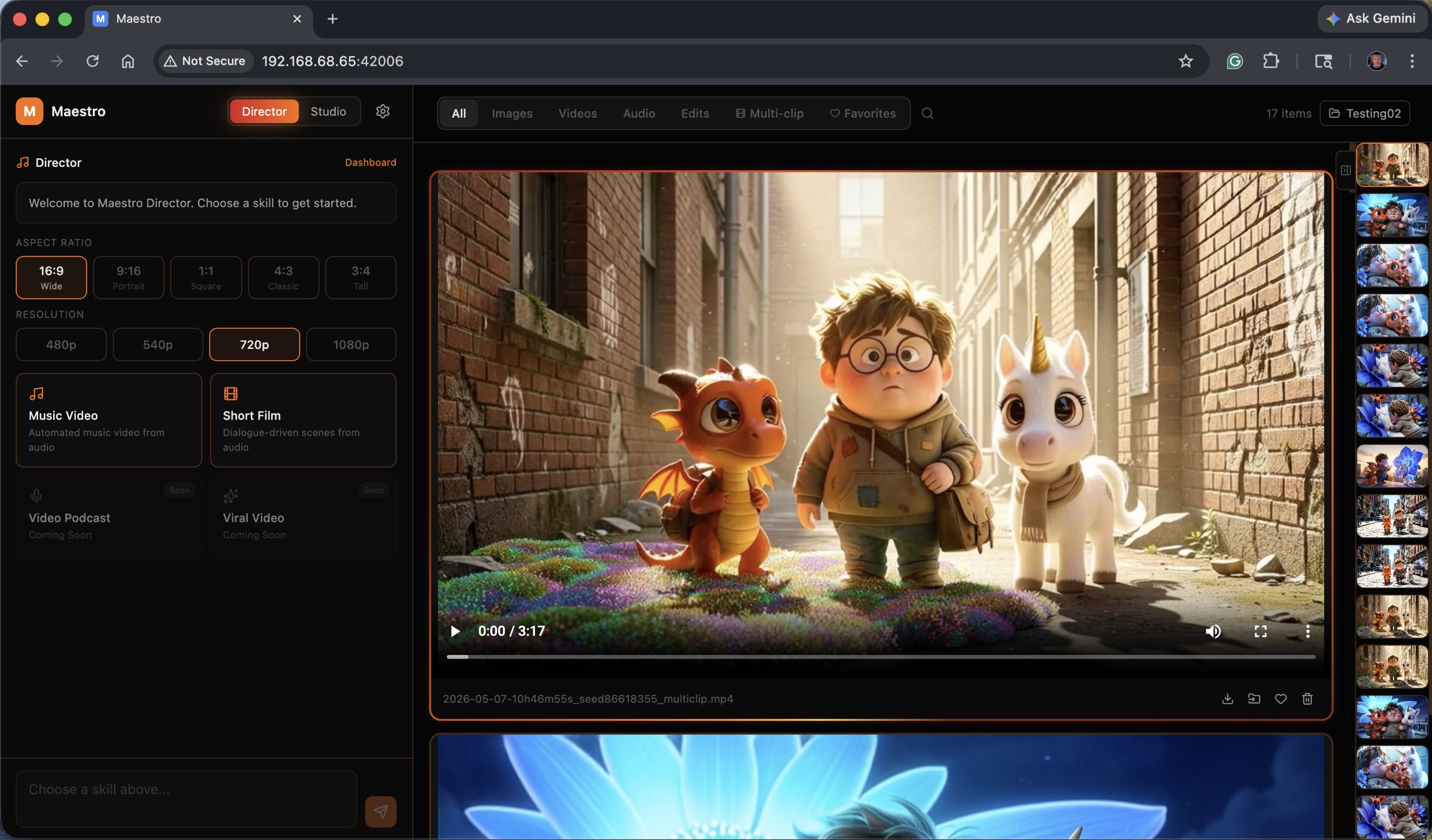 Maestro Director Mode — plan music videos and short films from a single prompt